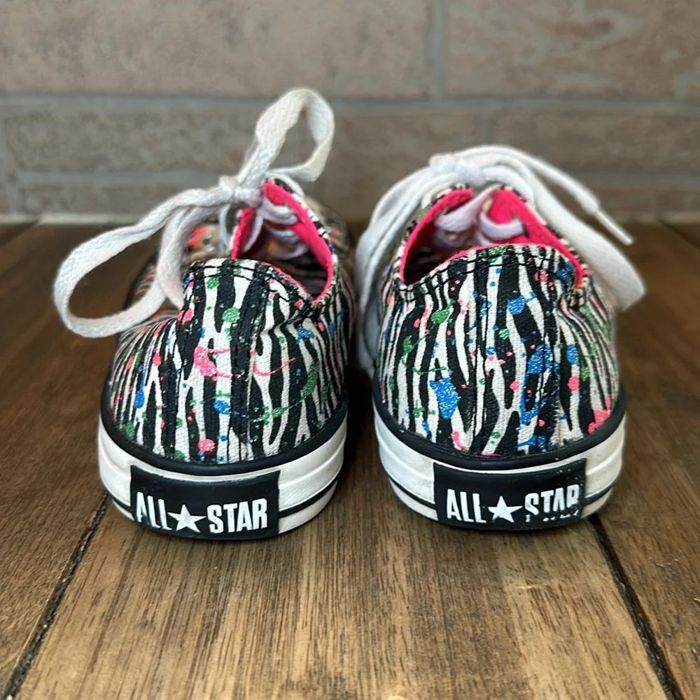 Converse Chuck Taylor Paint Splatter Glitter Zebra All Star Junior's Ox Low Top